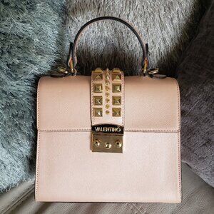 Valentino Cleo Palmellato Leather Top Handle Bag By Mario Valentino Peach New